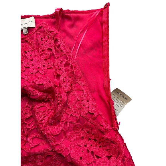 Adelyn Rae WEDDING GUEST ULTRA FEMININE Hot Pink Lace Dress NWT Sz LARGE - Picture 9 of 9